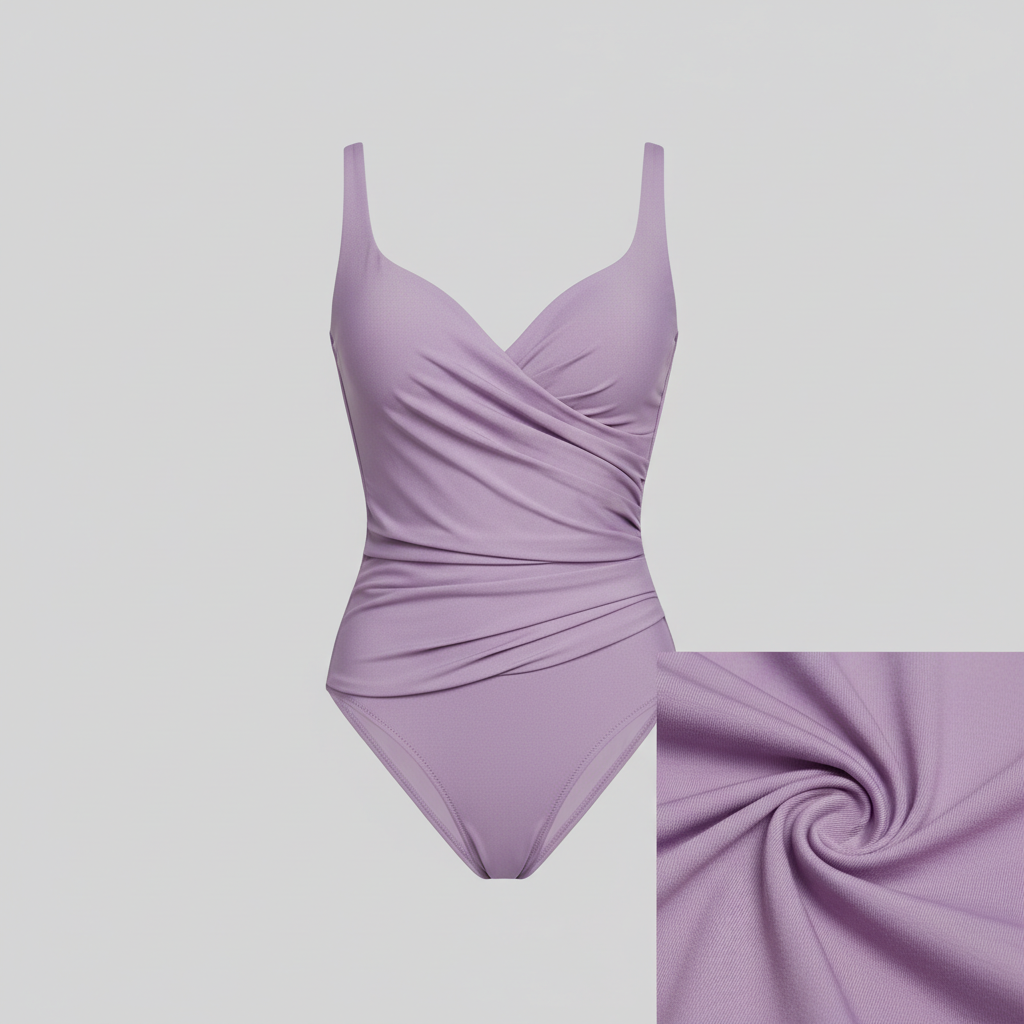 Azure Escape Swimsuit in Soft Lilac – Fabric close-up