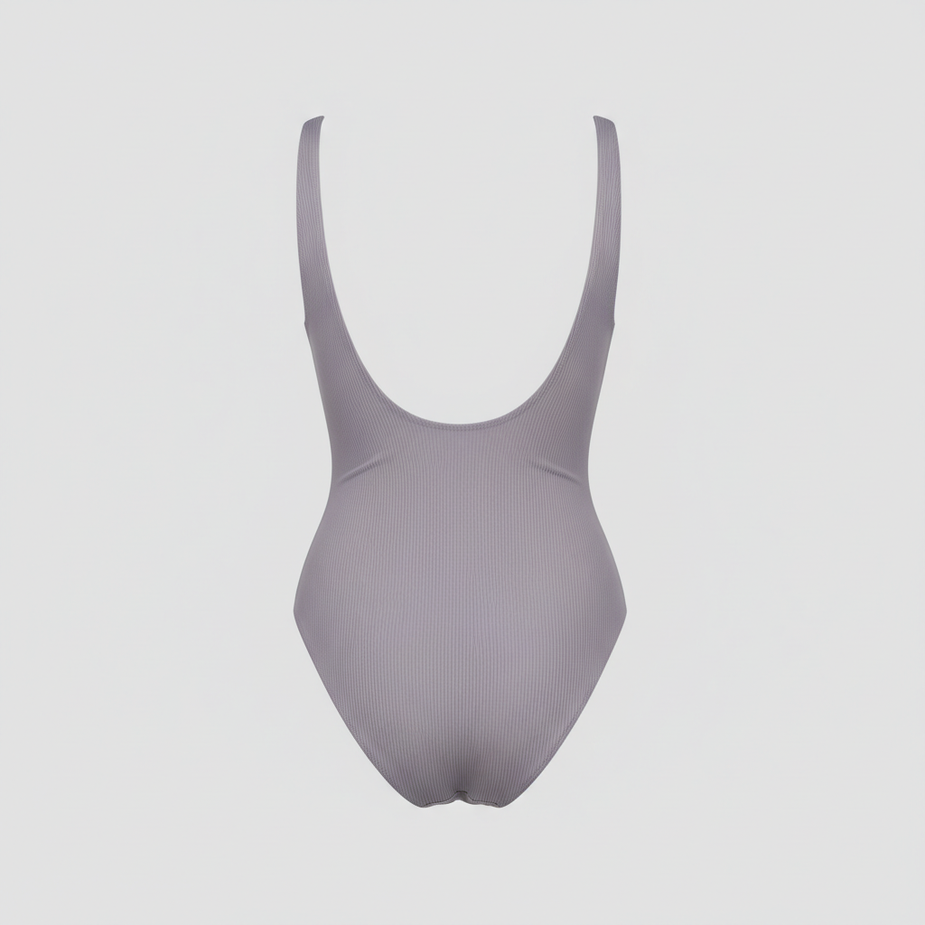 Coastal Glow Swimsuit in Lavender Grey – Back View