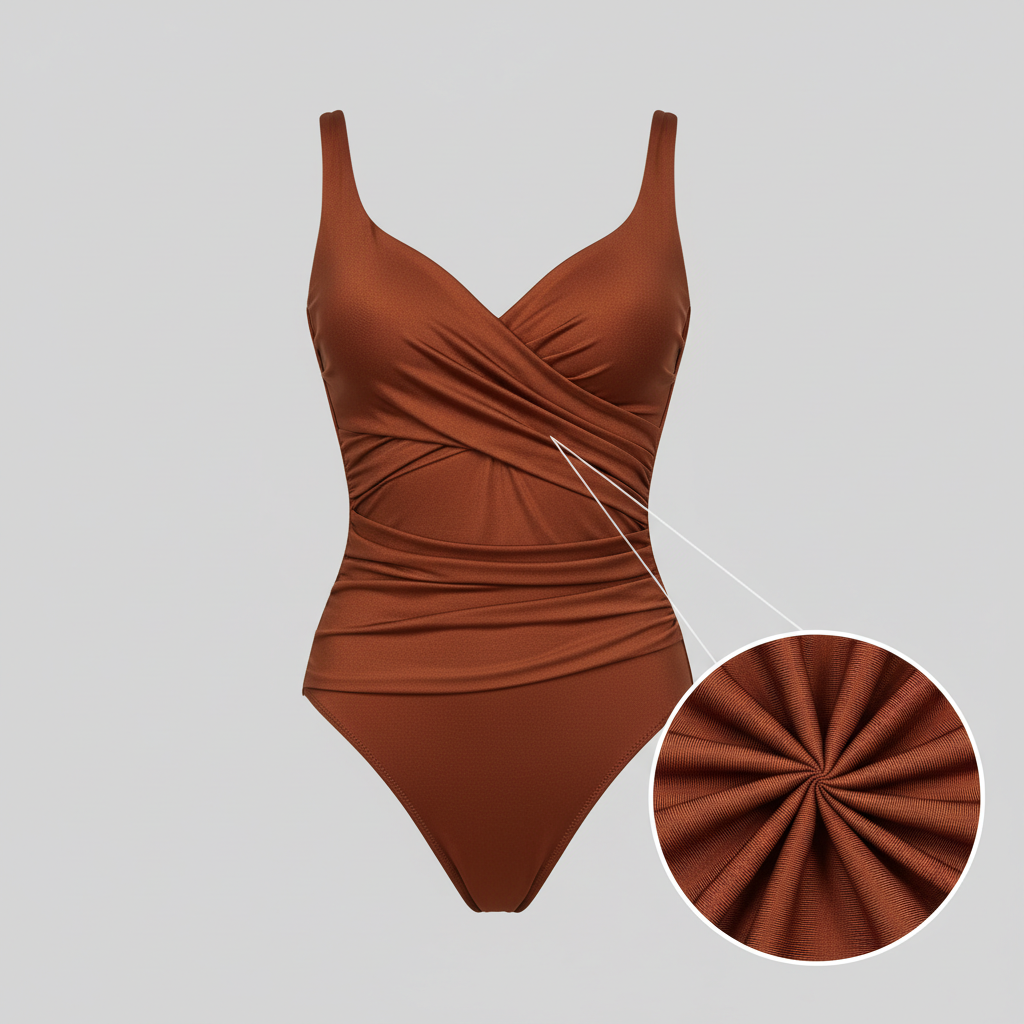 Azure Escape Swimsuit in Cinnamon Copper – Fabric close-up