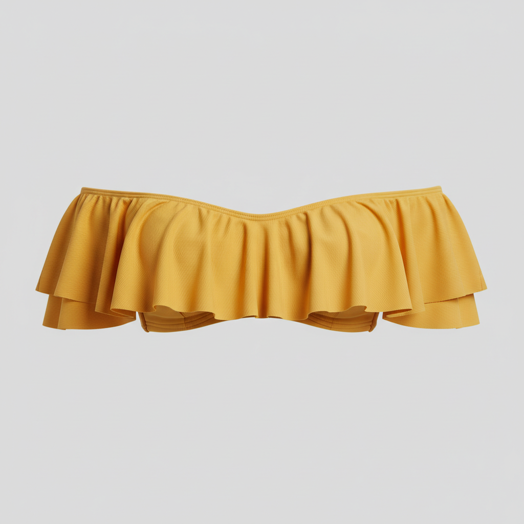 Off Shoulder Ruffle Bikini Top in Butter Yellow – Front view