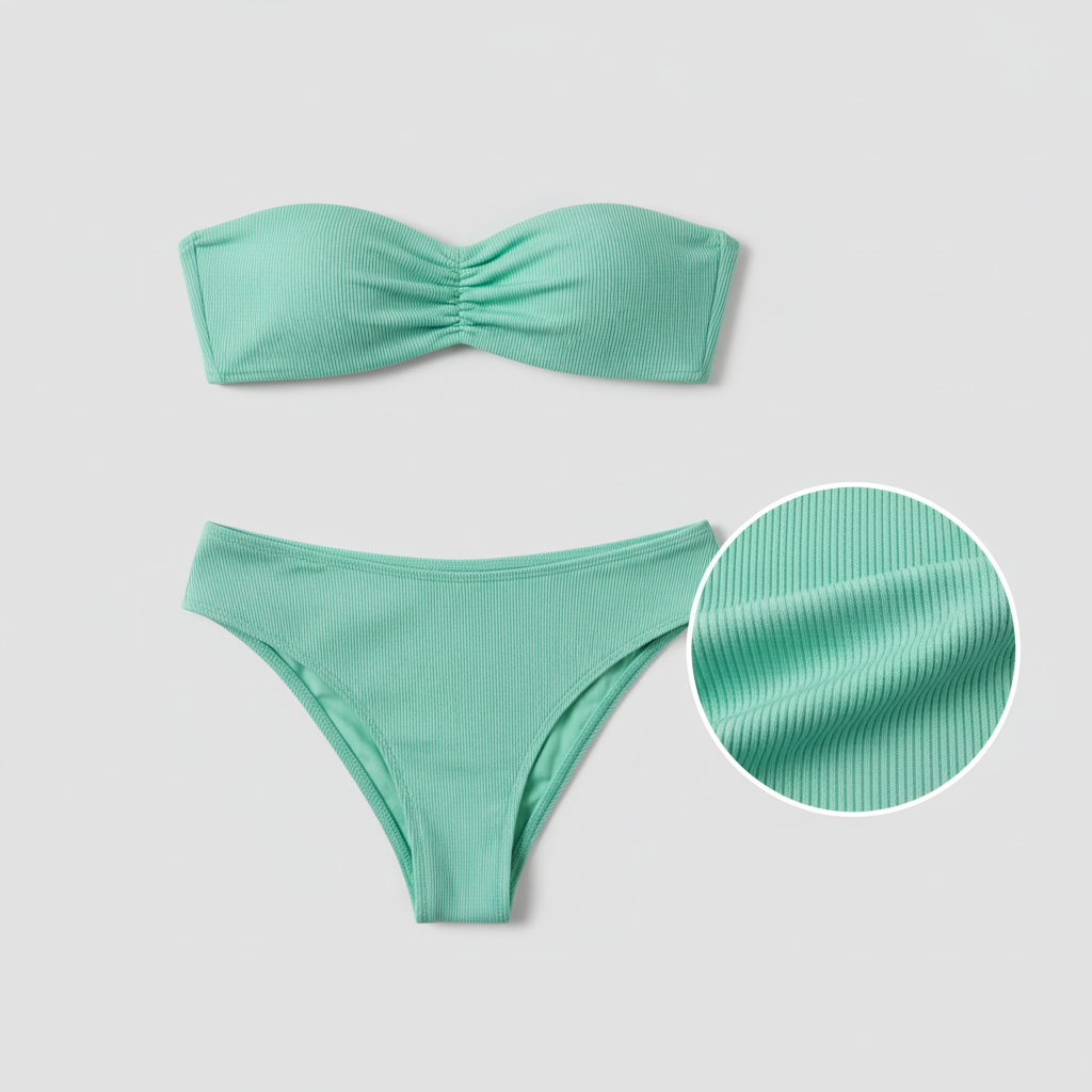 Azure Waves Bikini - Mint Green - Fabric Detail