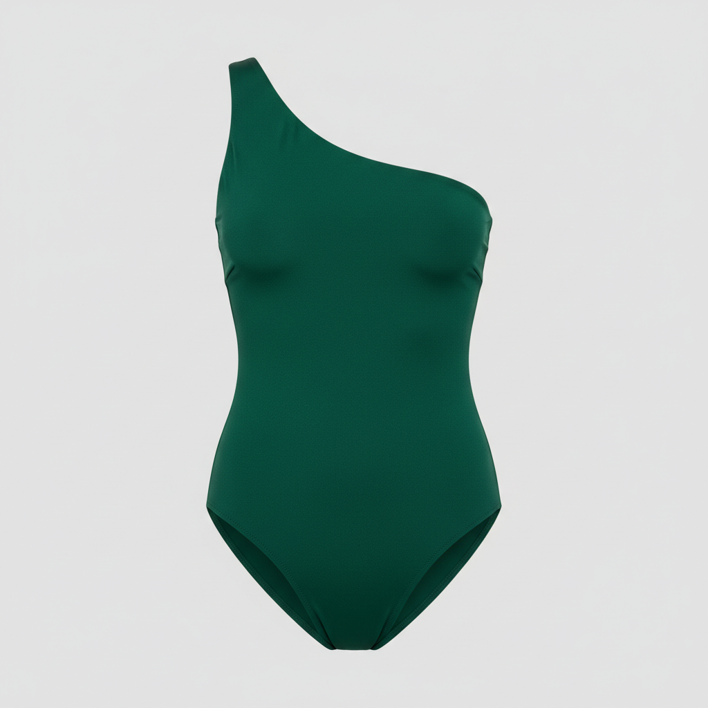 Emerald Green one shoulder swimsuit front view
