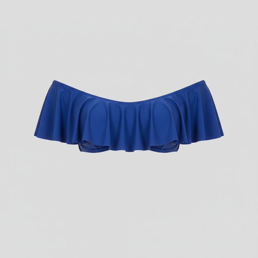 Off Shoulder Ruffle Bikini Top in Sapphire Blue – Hero shot