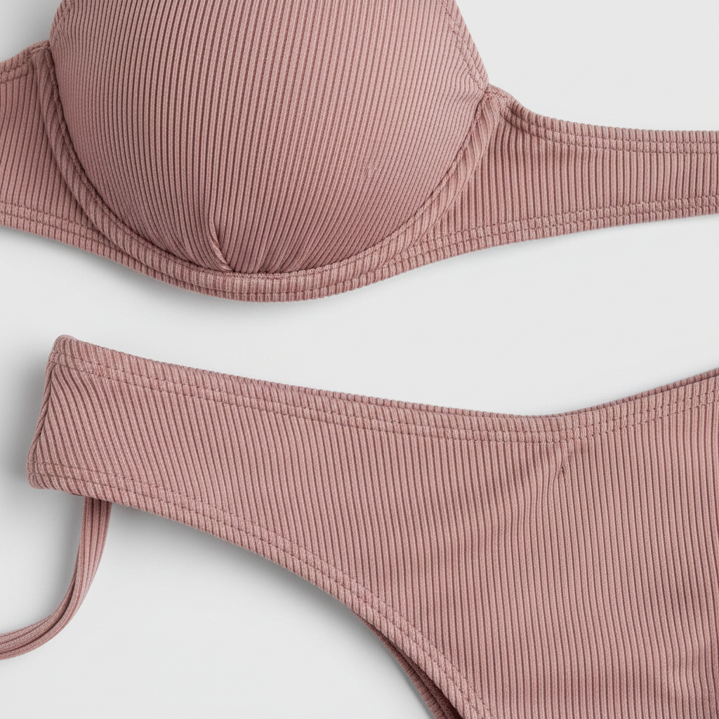 Tropical Motion Bikini in Rose Mauve – Fabric Close-Up
