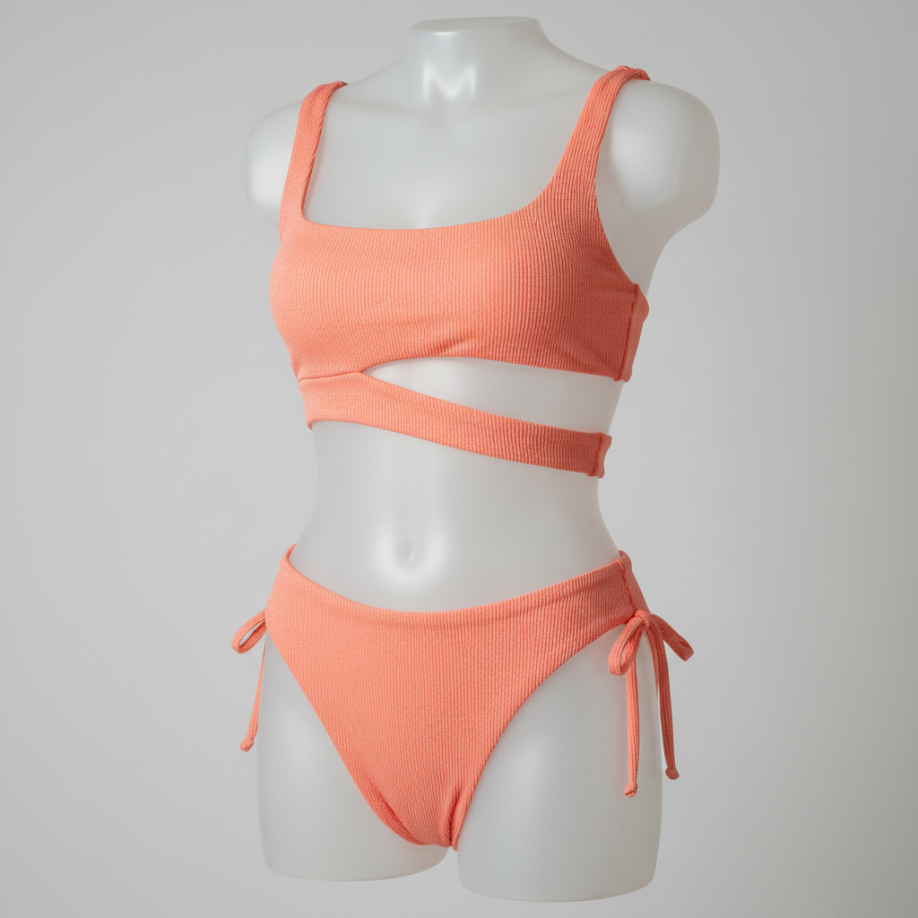 Coastal Breeze Bikini in Coral Peach — Hero Shot