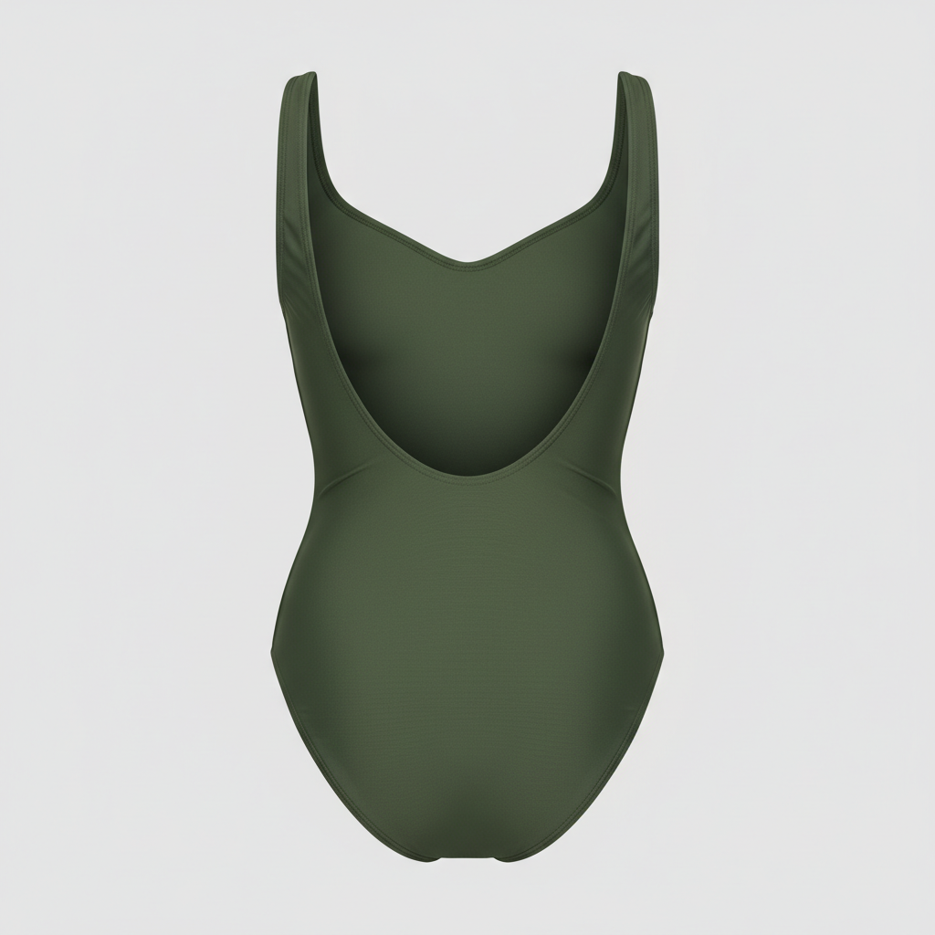 Ocean Breeze One-Piece in Forest Olive – Back view
