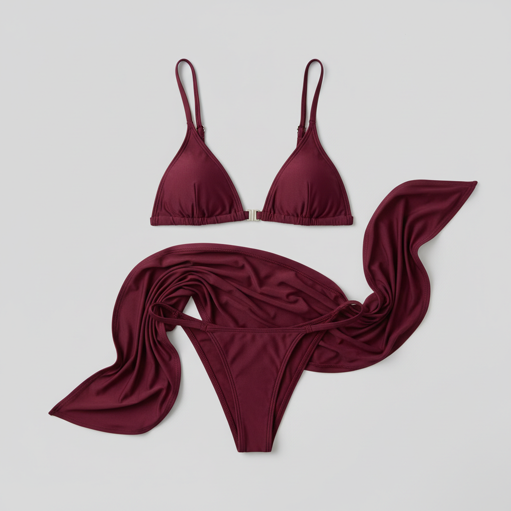 Burgundy Wine triangle bikini set hero shot