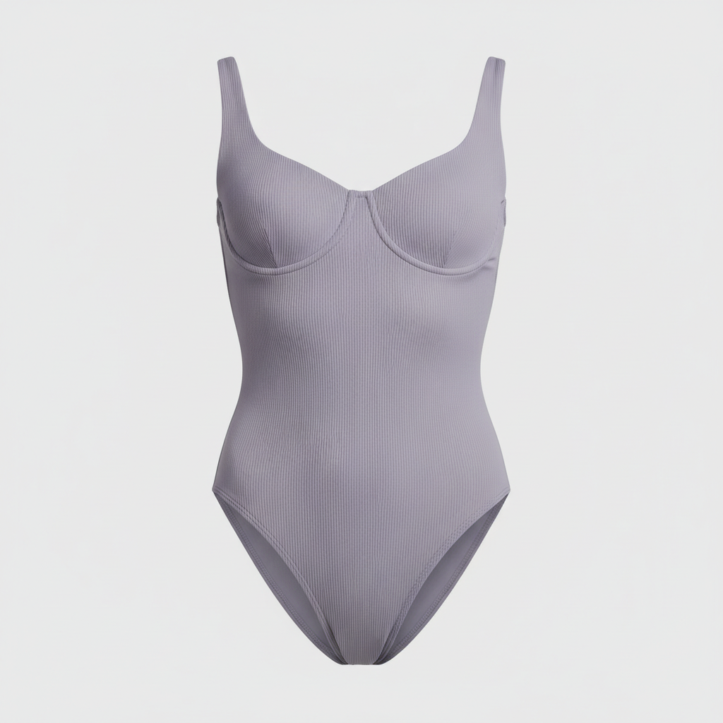 Coastal Glow Swimsuit in Lavender Grey – Front View