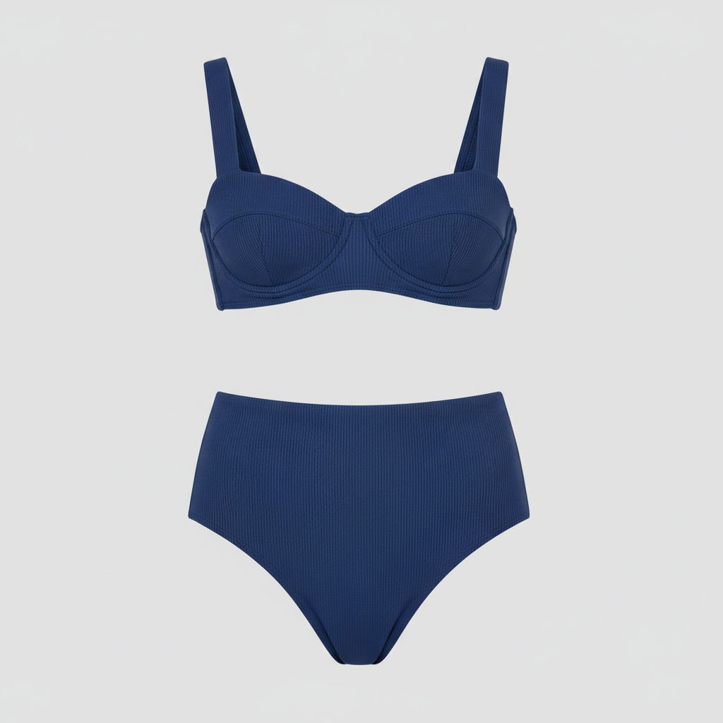 Golden Tide Swim Set in Ocean Blue – Front View