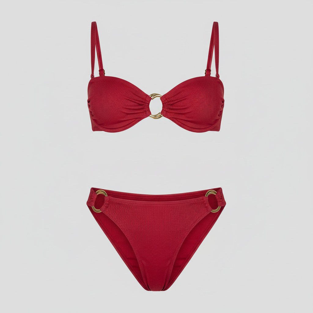 Coastal Glow Bikini in Ruby Red – Front view