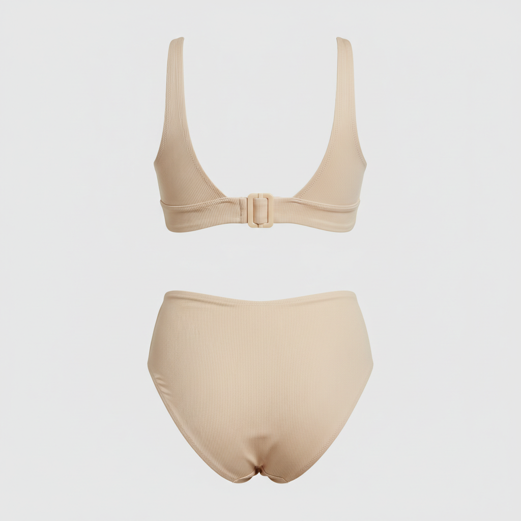 Golden Tide Swim Set in Pearl Beige – Back View