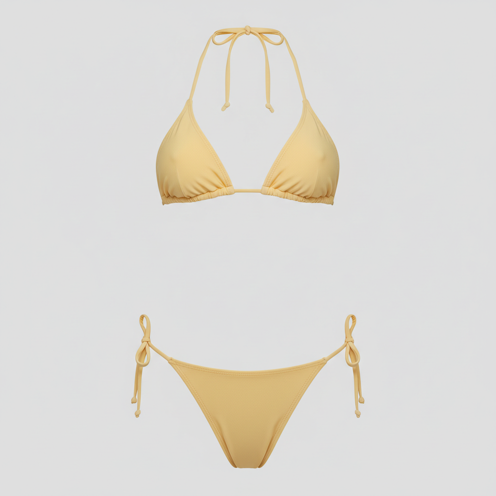Butter Yellow triangle bikini set front view