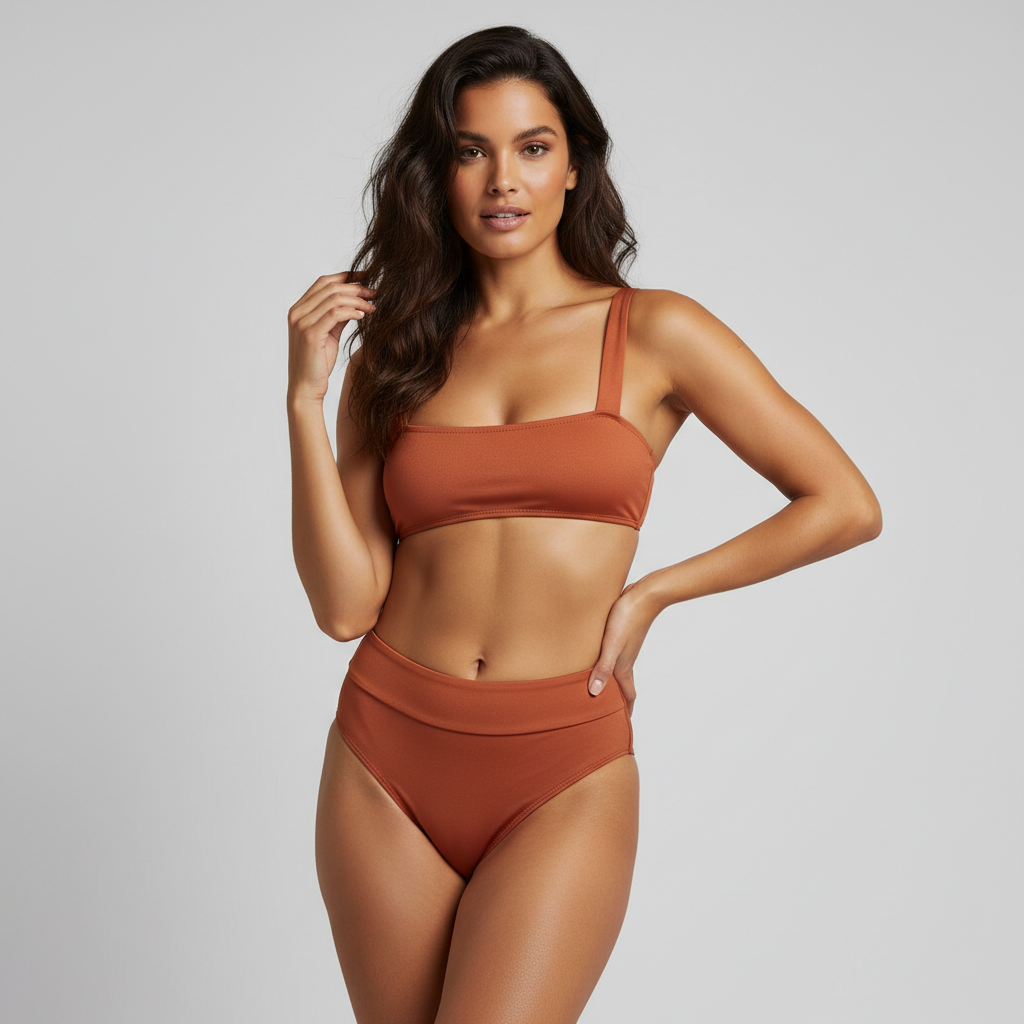 Sunset Glow Bikini in Terracotta Rust — Female Model