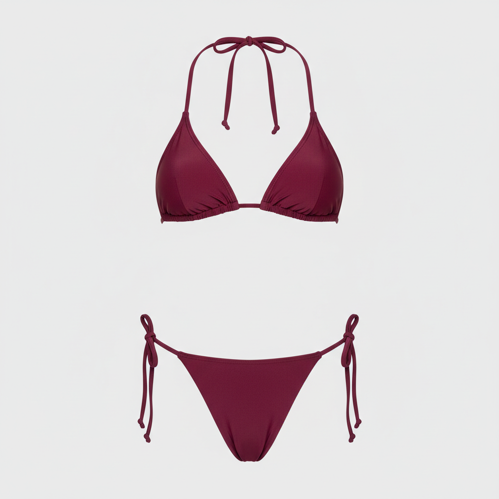 Burgundy Wine triangle bikini set front view