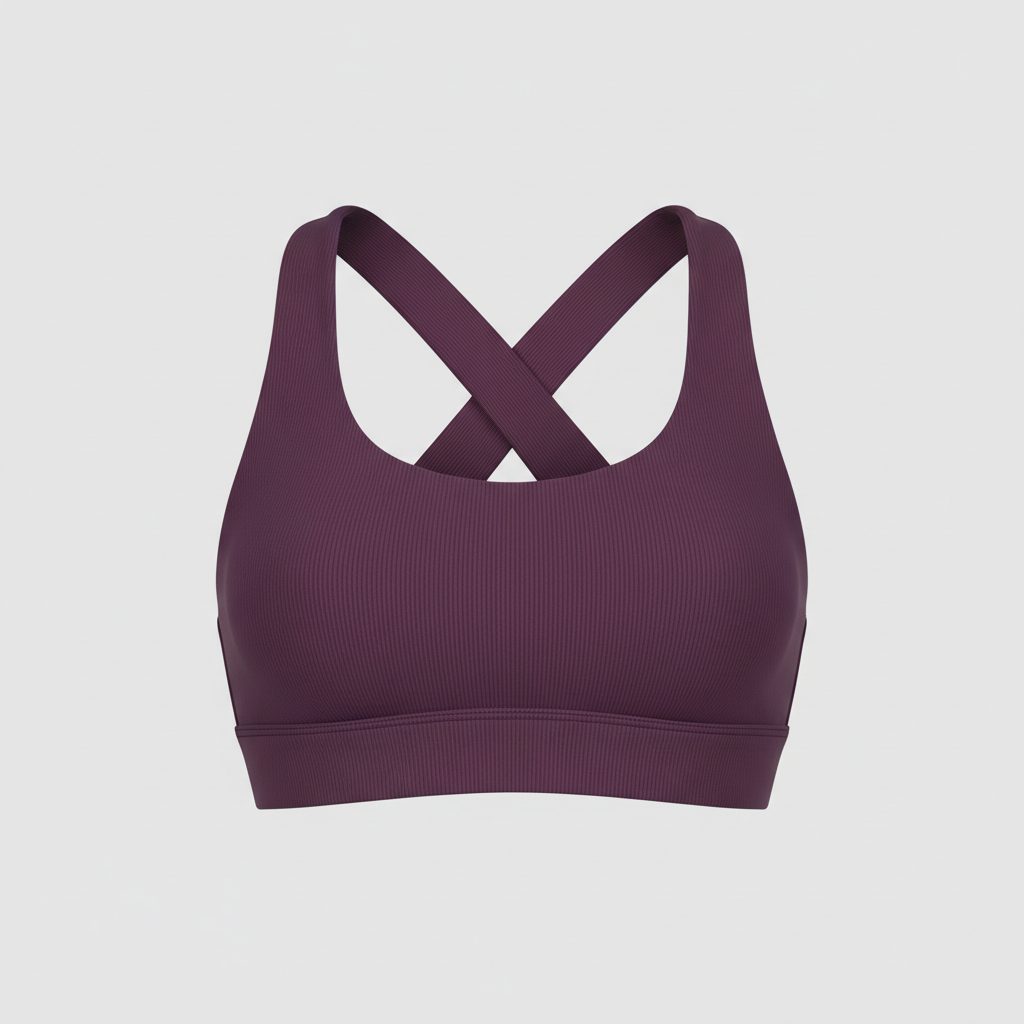 Sporty Swim Top in Deep Plum - Front View