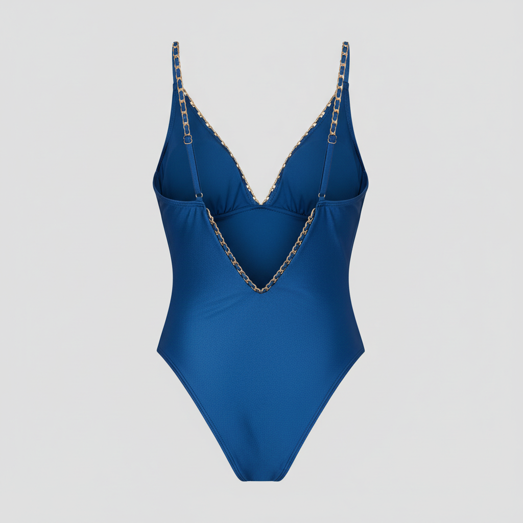 Aqua Wrap Swimsuit in Ocean Blue – Back view