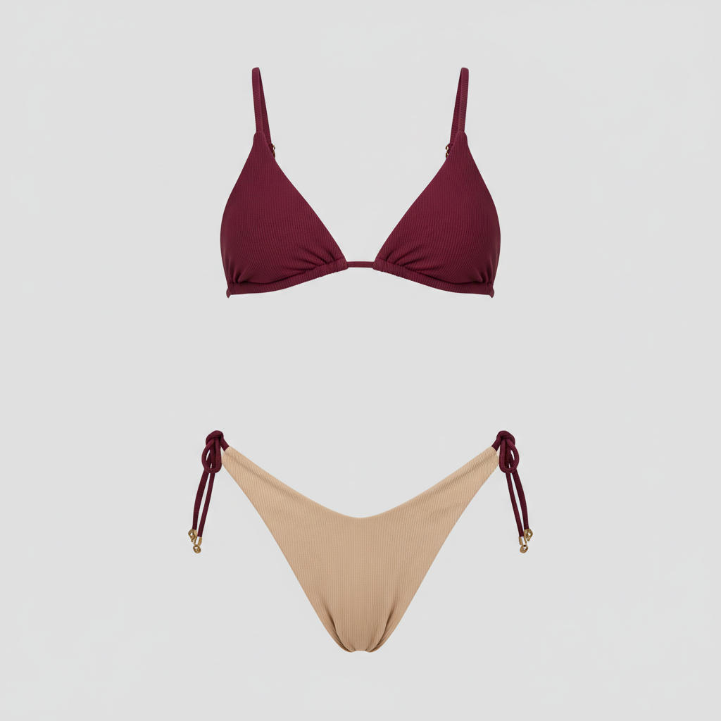 Island Chic Bikini in Burgundy Wine — Front View