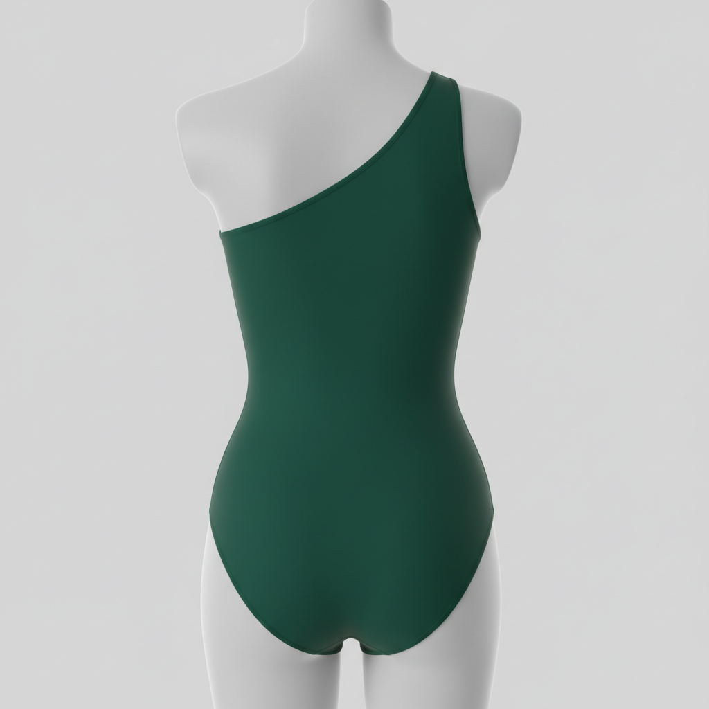 Emerald Green one shoulder swimsuit back view