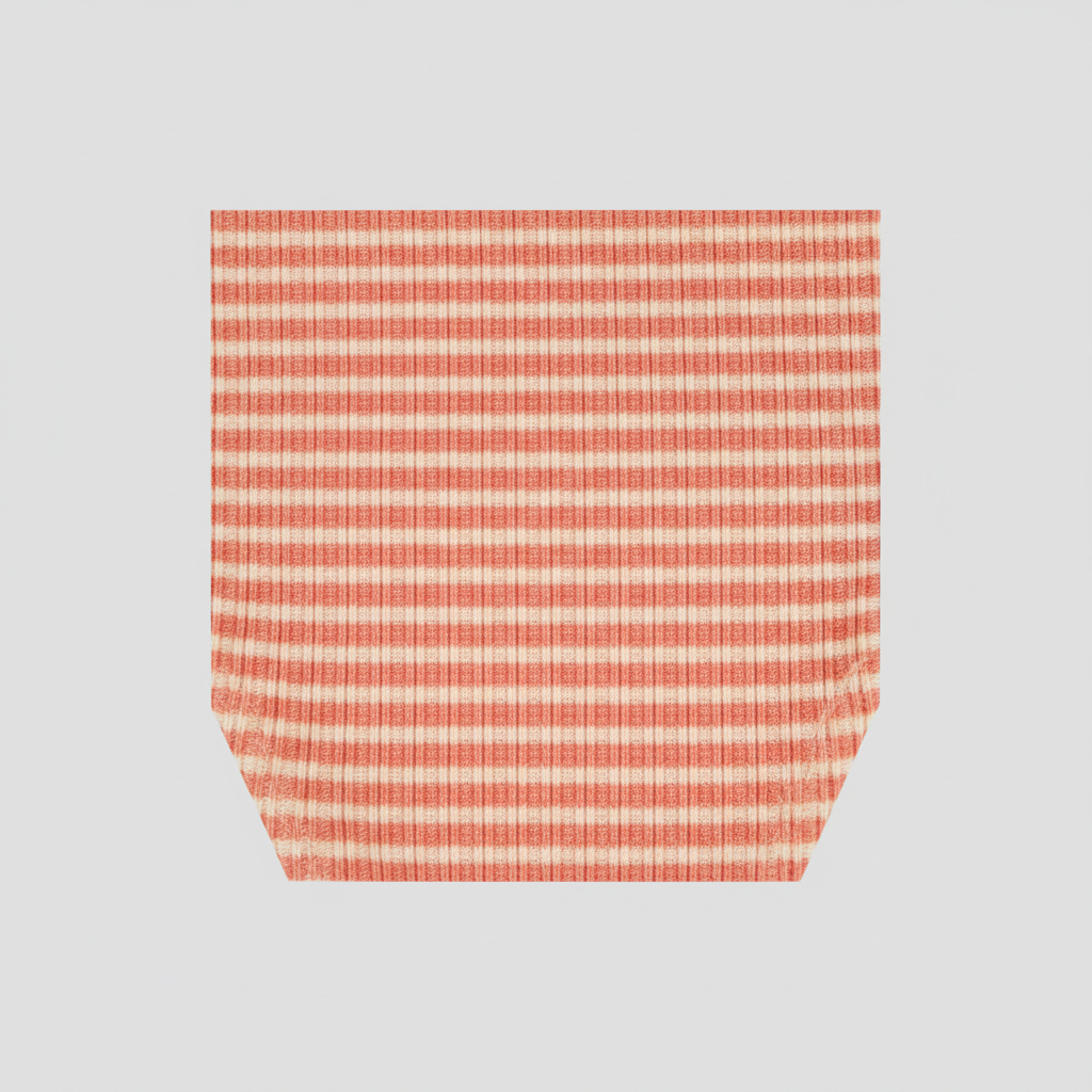 Signature Rib Bikini Set in Coral Pink & Cream — Fabric Close-up