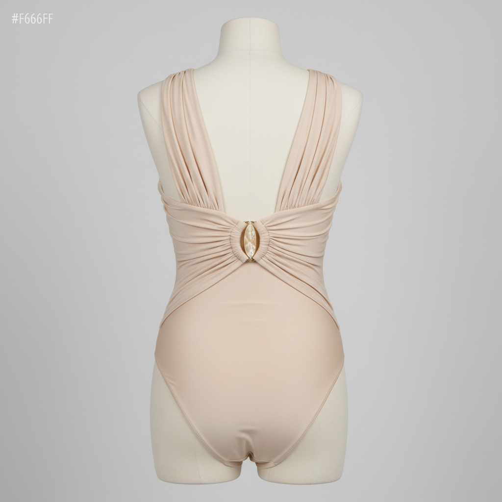 Azure Wave Swimsuit – Pearl Beige Back