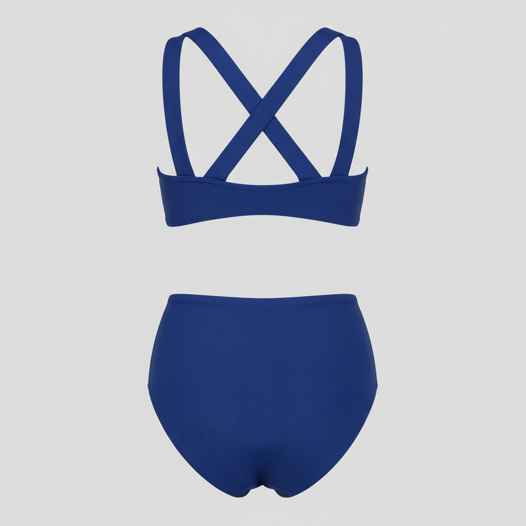 Golden Tide Swim Set in Ocean Blue – Back View