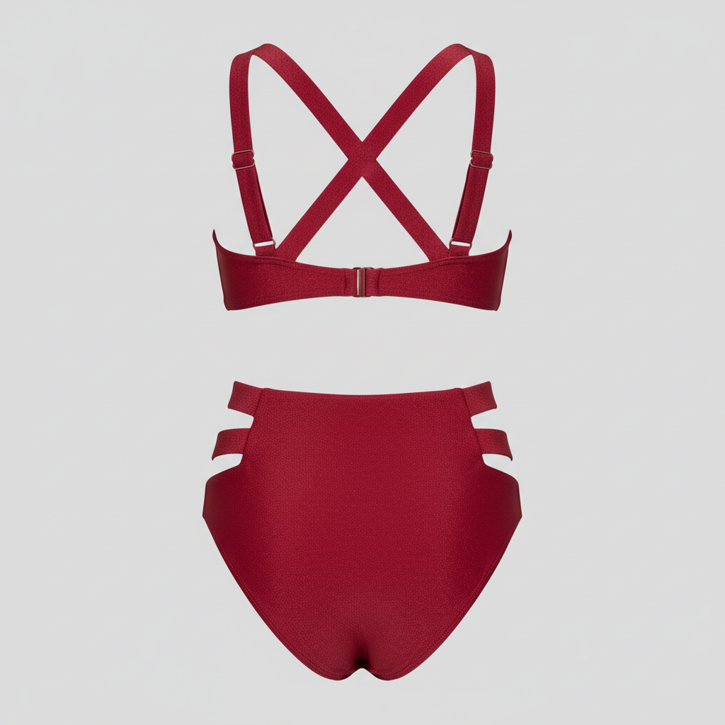 Coastal Glow Bikini in Ruby Red – Back view