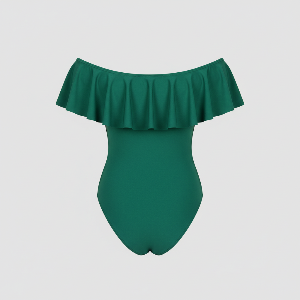 Sleek Swimsuit in Emerald Green – Back view