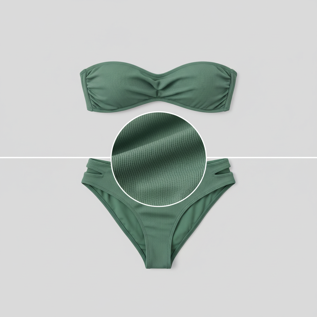 Golden Shore Bikini in Sage Green – Fabric close-up