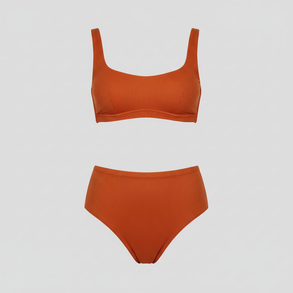 Golden Tide Swim Set in Sunset Orange – Front View