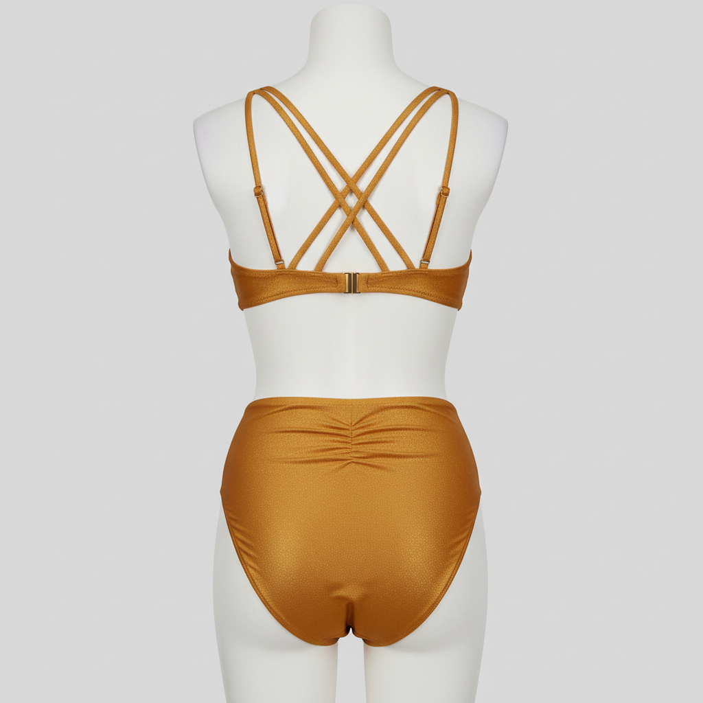 Golden Shore Bikini in Amber Gold – Back view