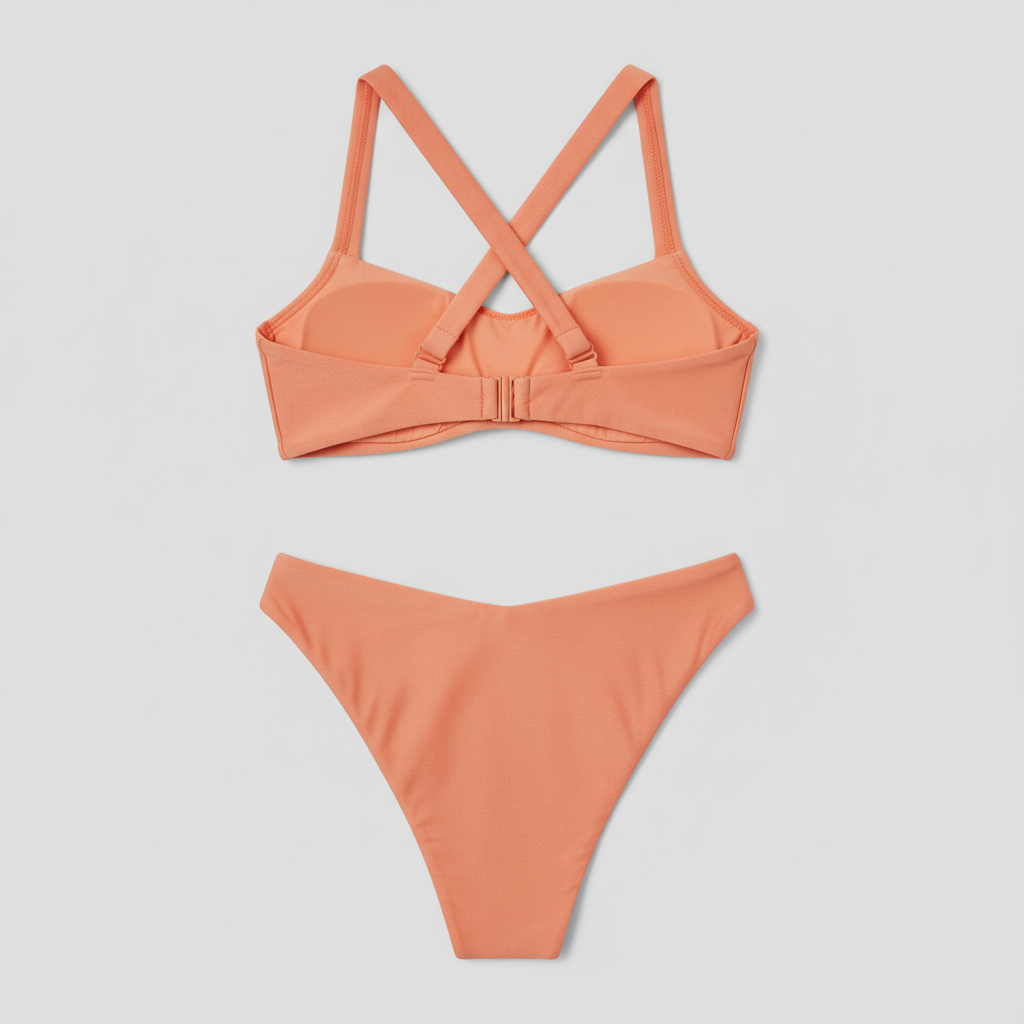 Coastal Breeze Bikini in Coral Peach — Back View