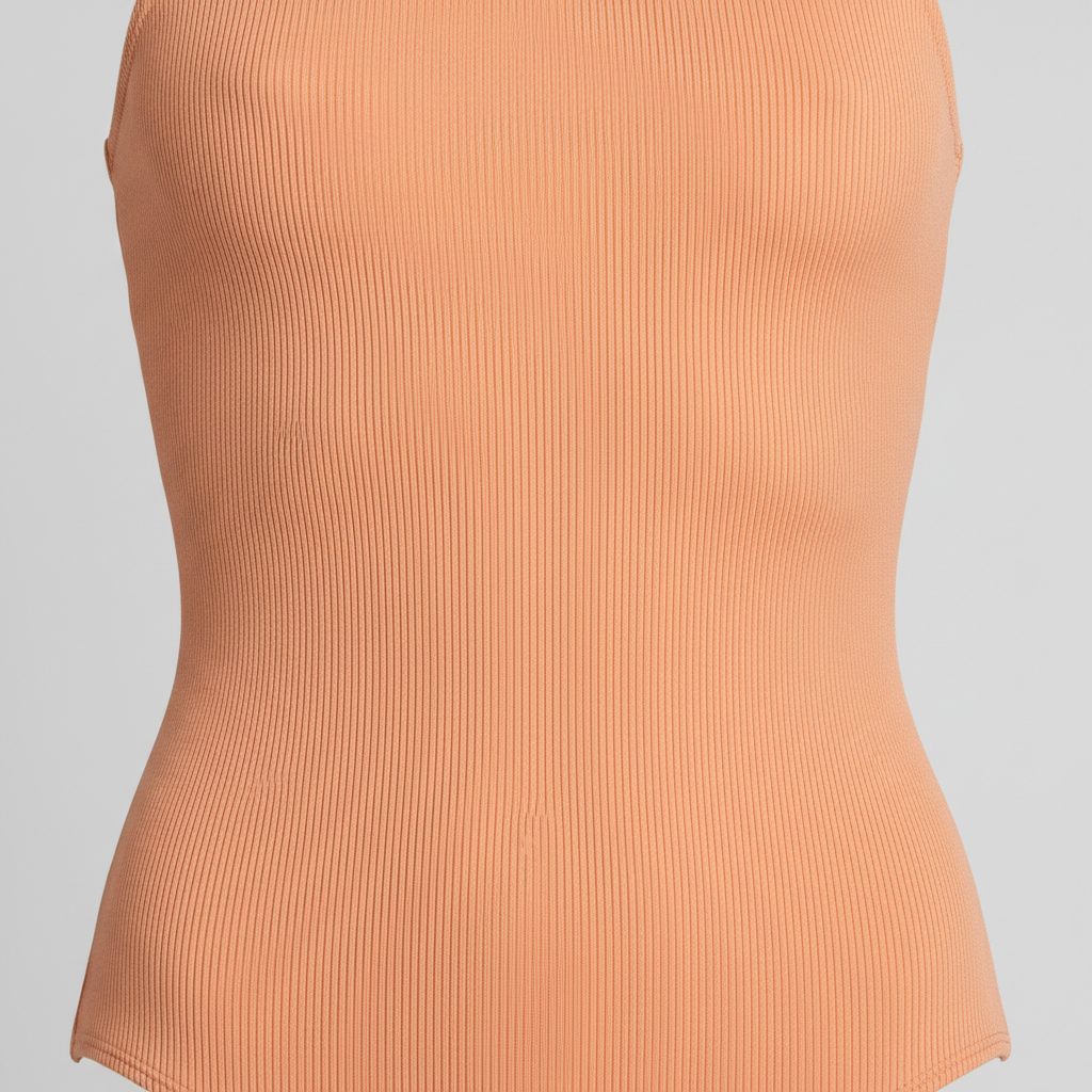 Coastal Glow Swimsuit in Coral Peach – Fabric Close-Up